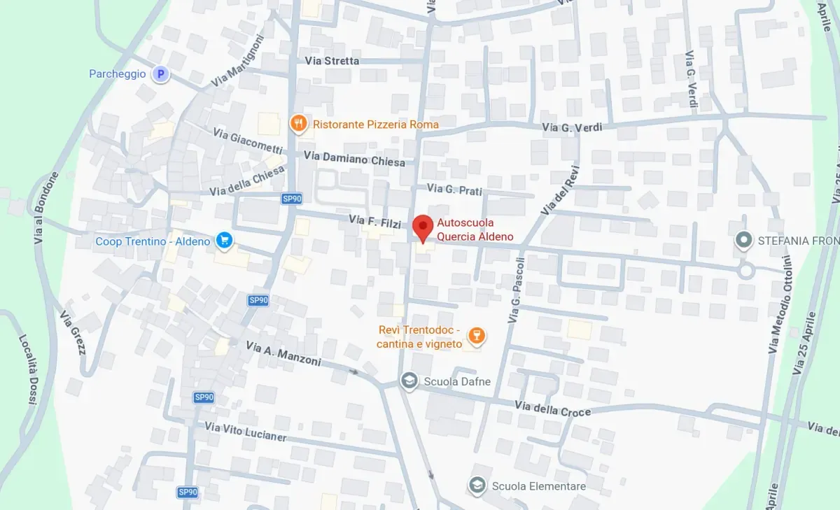 Mappa per raggiungere l'Autoscuola a Aldeno