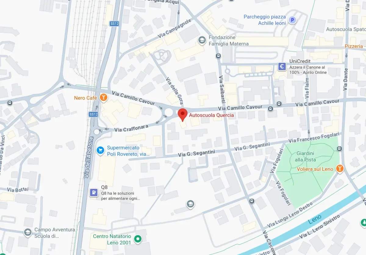 Mappa per raggiungere l'Autoscuola a Rovereto