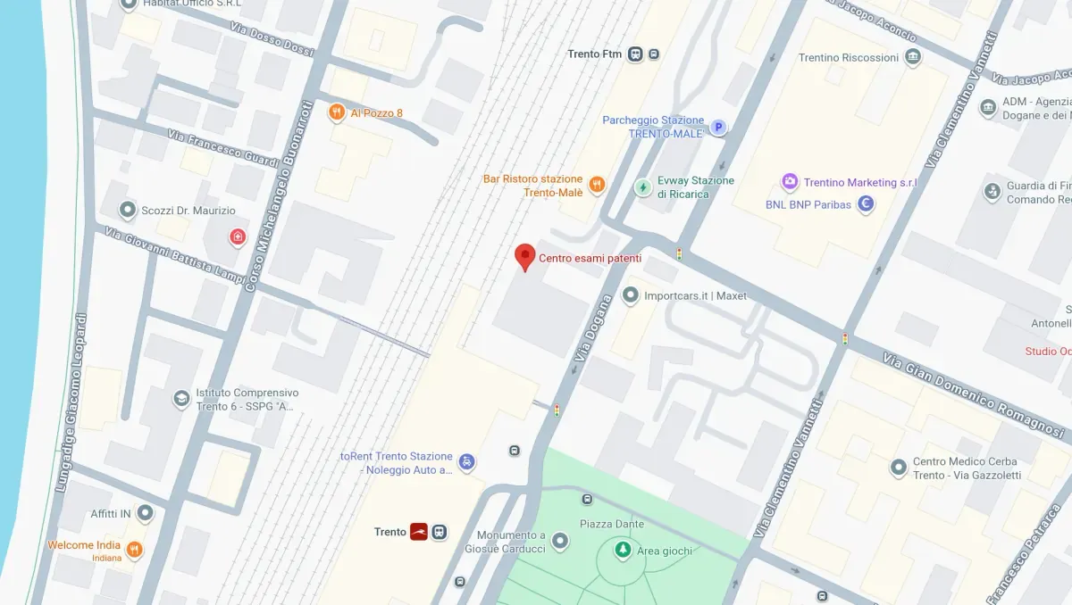 Mappa per raggiungere l'Autoscuola a Esami di Teoria